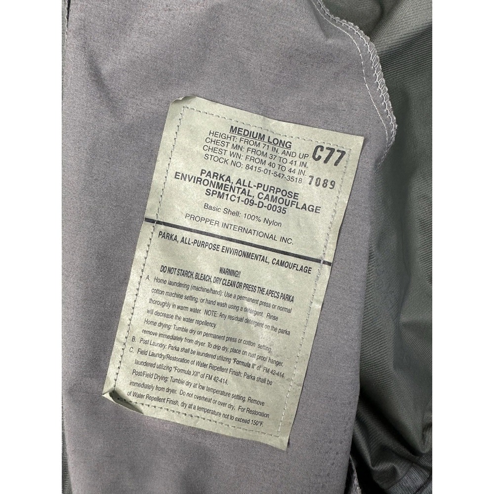 US AIR FORCE Gore-Tex All-Purpose Environmental Camo Parka Shell / Medium Long - Picture 9 of 10
